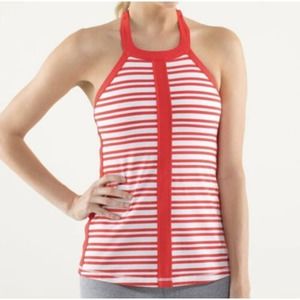 lululemon athletica Red and White Striped Racerback Tank